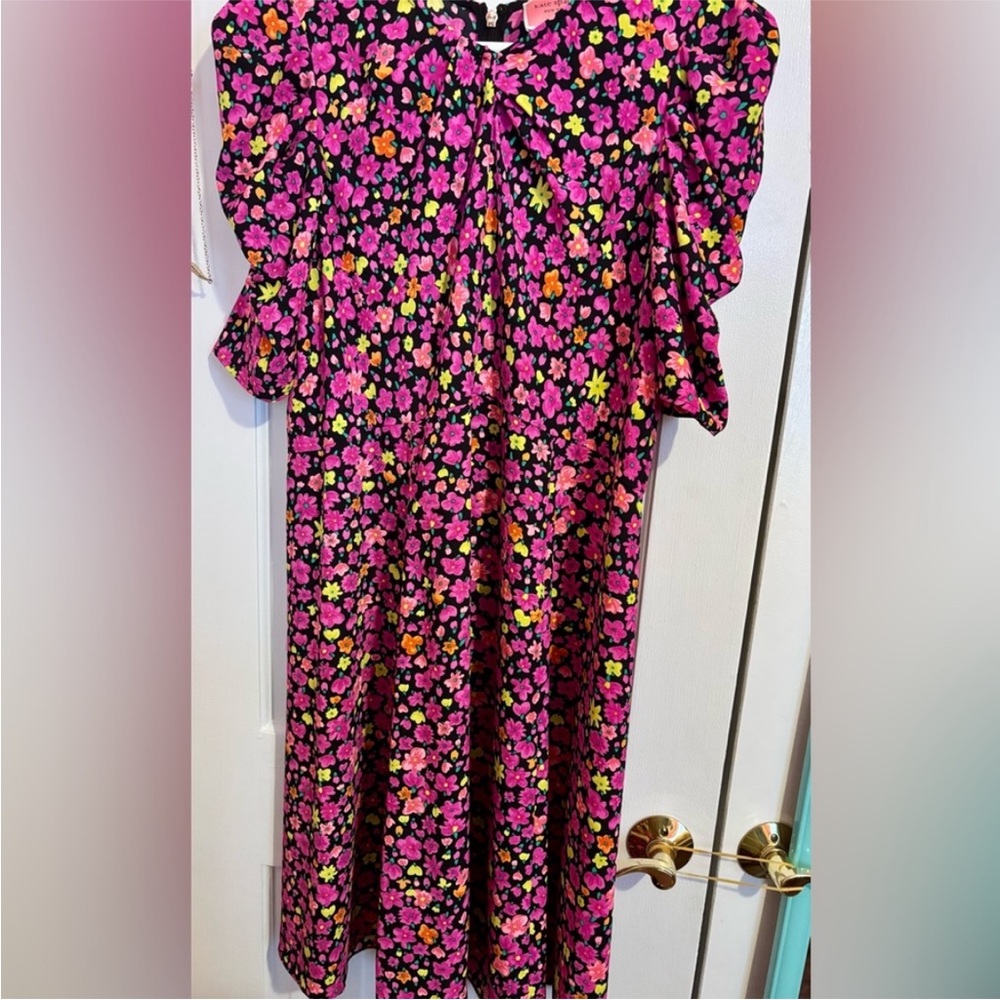 Kate Spade Vibrant Pink Floral Long Sleeve Dress - Picture 5 of 5